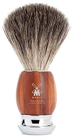 MÜHLE Vivo Rasierpinsel - Rasurpinsel aus reinem Dachshaar - Griff aus edlem Pflaumenholz und Metallakzenten