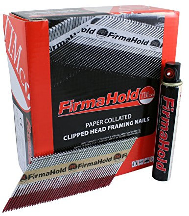 TIMCO FirmaHold Collated Clipped Head Nails & Fuel Cells - Trade Pack - Ring Shank - FirmaGalv 2.8 x 63/3CFC - Box of 3300