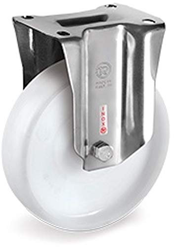 Roulette INOX fixe diamètre 100 mm roue polyamide blanc - 200 Kg