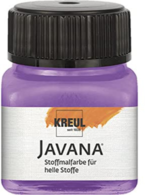 KREUL 90939 - Javana Stoffmalfarbe für helle Stoffe, 20 ml Glas in flieder, geschmeidige Farbe auf Wasserbasis mit cremigem Charakter, dringt fasertief ein, waschecht nach Fixierung