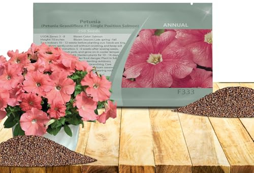 Outsidepride Salmon Petunia Grandiflora Seeds - 250 Pcs. Annual, Compact & Versatile Flower Seeds for Planting Low Growing Vibrant Blooms for Garden Beds, Hanging Baskets & Container Displays