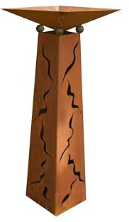 Gartendekoshop24 - Gartendeko Pflanzschale, Rostsäule, 100 cm, konisch. Säule für draußen, mit Pflanzschale, oder als Dekoschale. Handgemachte Gartenskulptur aus Edelsrost, Outdoor, wetterfest.