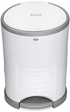 KORBELL - MINI - Abfallbehälter für Windeln - 9 L - Weiß - Ökonomisch - Ökologisch - Pedal - Fassungsvermögen von 25 Mänteln