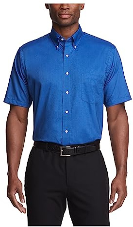 Van Heusen Herren Kurzärmeliges Anzughemd Regular Fit Oxford Solid Klassisches Hemd, English Blue, 16.5-17 Neck