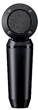 Shure PGA181 - Micrófono condensador - Micrófono de dirección lateral para instrumentos y voces con patrón de recogida cardioide, conector XLR de 3 pines, adaptador de soporte y bolsa con cremallera,