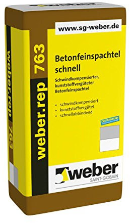 SG weber Betonfeinspachtel 763, 20kg - Mittelgrau, Zement (Cement), Paste, Betonfeinspachtel, Spachtelmasse, Beton, Risse und Vertiefungen, Schwindkompensiert, Wasserfest, Niedrigviskos, Eimer