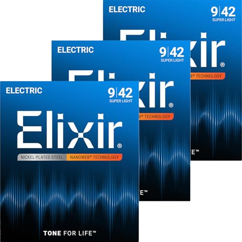 Elixir Electric Guitar Strings NANOWEB Super Light .009-.042#12002 Set of 3