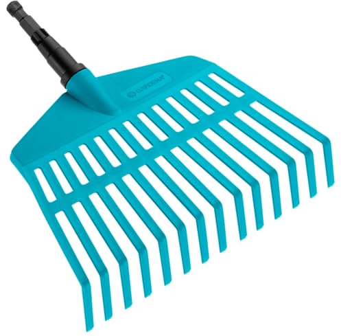 GARDENA combisystem plastic Broom: The light and handy rake for small garden areas, high-quality plastic prongs, width 27 cm, suitable for all cs-stalks (3105-20), turquoise
