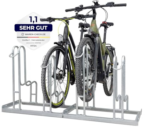 Dreifke Hochwertiger Fahrradständer Standparker Wyk für 4 Fahrräder | Sicherer, robuster Fahrradparker Mountainbike & eBike | einseitig | Stahl verzinkt, wetterfest | platzsparende Hoch-Tief-Stellung