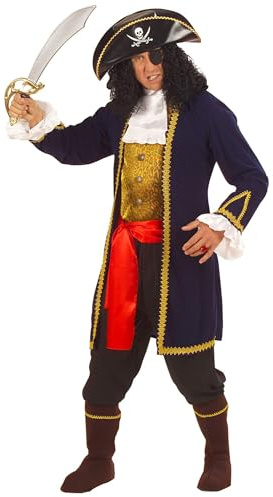 W WIDMANN MILANO Party Fashion - Kostüm Pirat der 7 Meere, Kasack, Weste mit Jabot, Manschetten, Hose, Gürtel, Stiefelüberzieher, Hut, Augenklappe, Karneval, Mottoparty