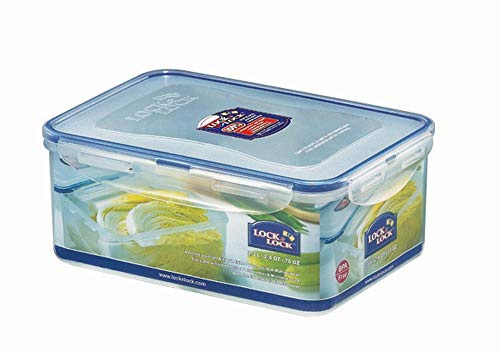 2 Stück Lock & Lock Frischhaltedose, Vorratsbox, 2,3 Liter, rechteckig, transparent, 232 x 165 x 95 mm, Set by Danto®