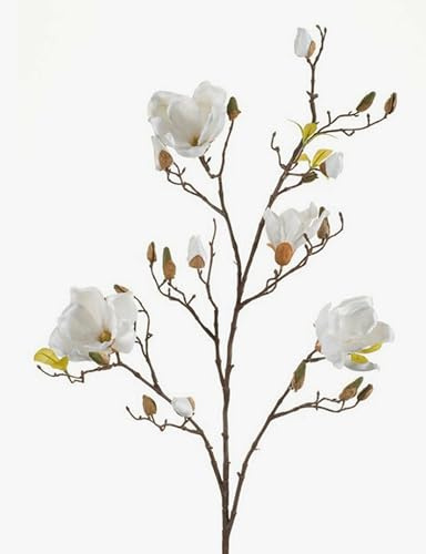 artplants.de Ramo di Magnolia Artificiale Lilo, Bianco - Crema, 110cm