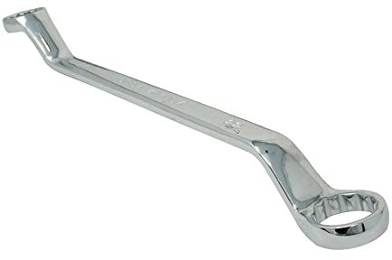 Dapetz ® Offset Double Ring Spanner Metric Hex Swan Neck Deep Wrench Spanner Chrome Vanadium Steel, Matte Chrome-Plated 75-Degree Offset, 20mm x 22mm, 12-Point