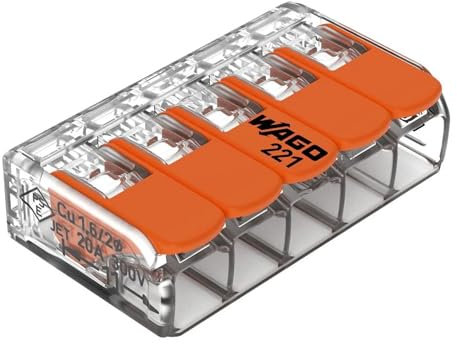 WAGO Verbindungsklemmen 221-415 | 5 Leiter, bis 4 mm², 25 Stück, COMPACT Kabelverbinder mit Hebeln für alle Leiterarten weltweit, bestätigte Anwendungssicherheit