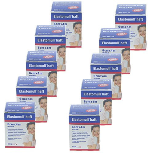 Elastomull haft Binde, elastische Fixierbinde, selbsthaftend Schnellverband, 10x 6cm