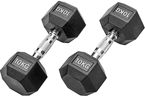 Bad Company Gummierte Hexagon Studio Hanteln schwarz I Kurzhanteln gummiert für Aerobic, Gymnastik und Fitness