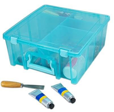 ArtBin Super Satchel dubbel djup, bärbar konst- och hantverksorganiserare med handtag, [1] plastförvaringsfodral, Aqua Mist, polypropylen