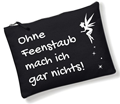 Make Up Tasche ohne Feenstaub Kosmetiktasche schwarz Kulturtasche Waschtasche Schminktasche Federmäppchen