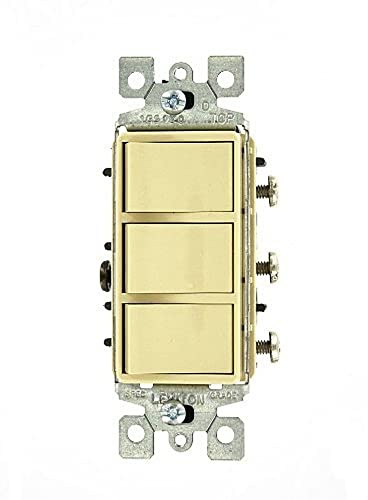 Leviton 15 Amp, 120 Volt, Decora Single-Pole, AC Combination Switch, Commercial Grade, Non-Grounded, 1755-I, Ivory
