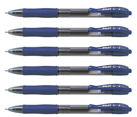 Pilot 6 Stück Tintenroller Gelschreiber G2 10 Breite Spitze 1 mm blau