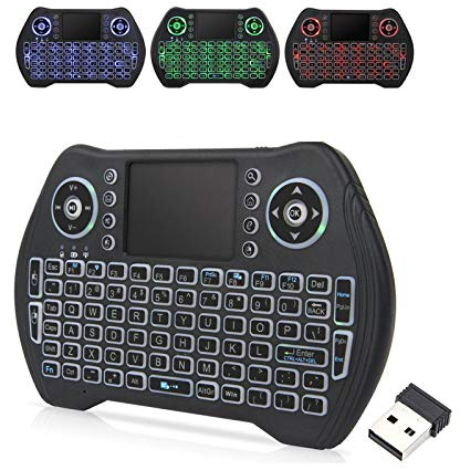 Easytone Backlit Mini Wireless Keyboard with Touchpad Mouse Combo Remote Control with Rechargeable Li-ion Battery and Multimedia Keys for Android TV Box HTPC PS3 Smart TV PC X-Box Linux Windows MacOS