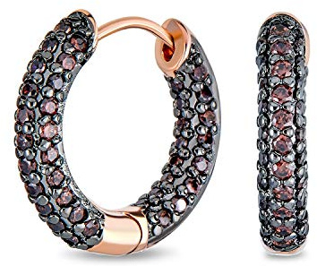 Feierlich Party Simulierte Morganit Rosa Oder Braun Pave Cz Innenseite Aus Kleine Röhre Huggie Hoop Ohrringe Für Frauen Cubic Zirconia Schokolade Rosengold Schwarz Überzogen .75 Zoll Durchmesser