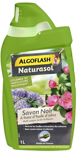 ALGOFLASH NATURASOL Schwarze Seife, konzentriert, für Garten, Zimmerpflanzen und Hauspflege, für biologische Landwirtschaft, 1 l, BIOSAV1000A