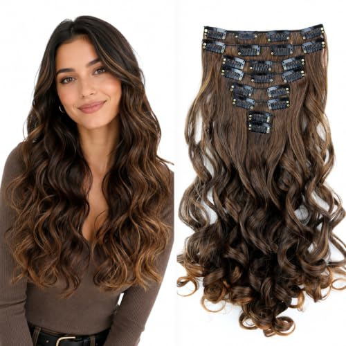 CAISHA XXL 8er CLIP IN EXTENSIONS Haarteil Braun Mix CES116-1