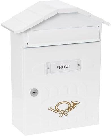 Arregui E5001 Buzón para Exterior (Acero), Blanco, 360 X 298 X 120 mm
