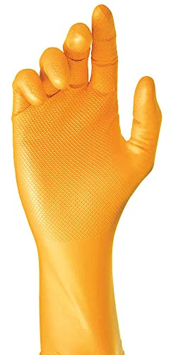 Juba Grippaz G, desechable nitrilo escamado sin polvo, naranja - SIZE: 10