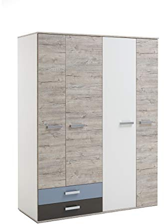 FMD furniture Kleiderschrank, Spanplatte, Sandeiche/farbig, ca. 149,5 x 192 x 60