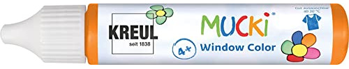 KREUL 24404 - Mucki Window Color, orange, 29 ml Pen, Fenstermalfarbe auf Wasserbasis, parabenfrei, glutenfrei, laktosefrei, vegan, leicht vermalbar, auswaschbar