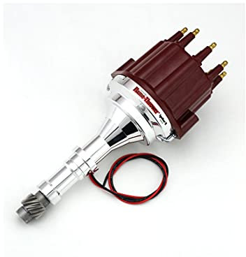 Pertronix D150811 Flame-Thrower Plug and Play Non Vacuum Advance Red Male Cap Billet Electronic Distributor with Ignitor II Technology for Buick V8