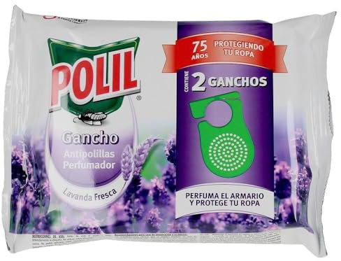 POLIL Raid Gancho Perfumado Lavanda Fresca, Perfuma el Armario y Protege tu Ropa, 2 Unidades