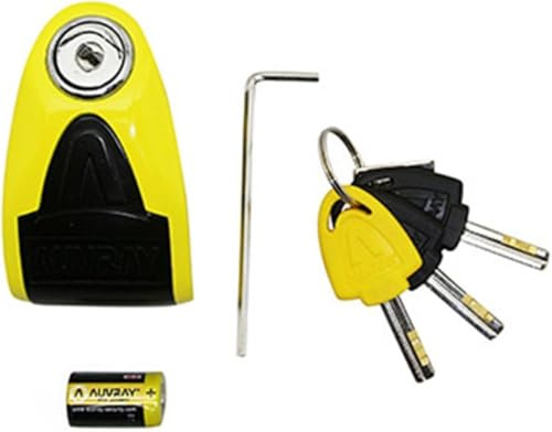 Auvray B Lock 06 - Candado para disco de moto con alarma, color negro y amarillo