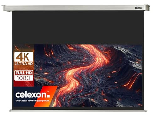 celexon Professional Motor-Leinwand 80 | 180x102 cm 16:9 | elektrische 4K,Full-HD Beamer-Leinwand für Projektionen im Büro & Heimkino | zur Decken-/ Wand-Montage | mit Fernbedienung