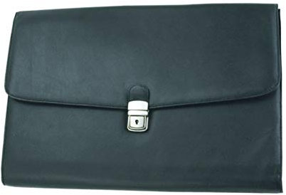 Alassio Dokumententasche Udine, Aktenmappe aus echtem Leder, verschließbare Dokumentenmappe, für A4 Format Aktentasche, 39 cm, Schwarz