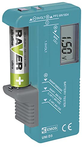 Les eMOS testeur de batterie aA, aAA, c, d, 9 v, d3 uNI