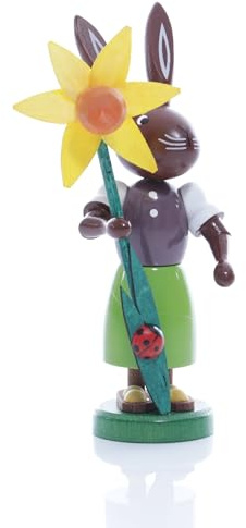 Rudolphs Schatzkiste Osterfigur Hase mit Blume Höhe ca 9 cm NEU Osterdeko Osterhasenfigur Ostern Osterei Frühling Erzgebirge Seiffen Hase Blumenstrauß Blumen