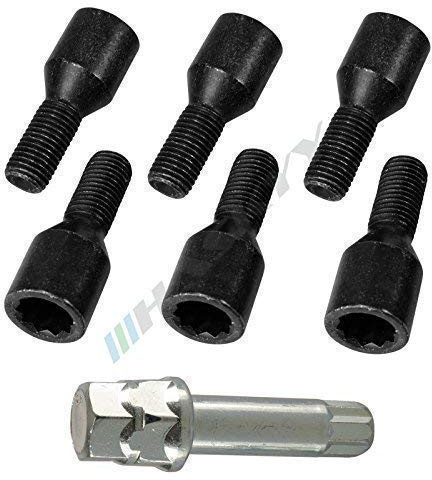 HASKYY 10 Stern Radschrauben M14x1,5x28 Schwarz Kegel 60°Stilauto Barracuda SCHWARZ Rundkopf D20 Sternschrauben Tuner Bolts Schrauben Bolzen