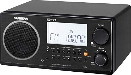 Sangean WR-2 - Radio portátil de 7 W (FM, AM, pantalla LCD, 3.5 mm), negro