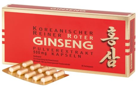 KGV Koreanischer Reiner Roter Ginseng, 90 Pulverextrakt Kapseln, je 500 mg hochdosiertes Trockenextrakt, Arzneimittel mit 6-jährigem Panax Ginseng