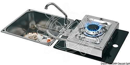 Fornello ribaltabile 1 fuoco+lavello rettangolare