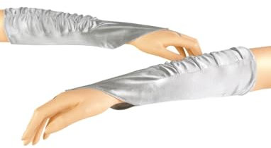 Handschuhe fingerlos Satin Silber one Size