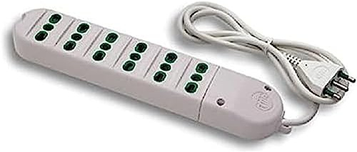 Fanton 41040 Multipresa Bipasso 6 Prese Bipasso Italiane 2P+T 16A con Cavo 3G1 H05Vv-F Spina a Squadra Italiana, Bianca, 1.5 m