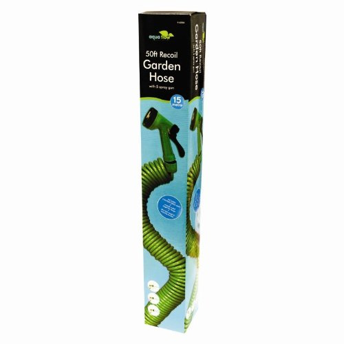 15m 50ft Recoil Garden Hose With 5 Pattern Watering Spray Gun Nozzle