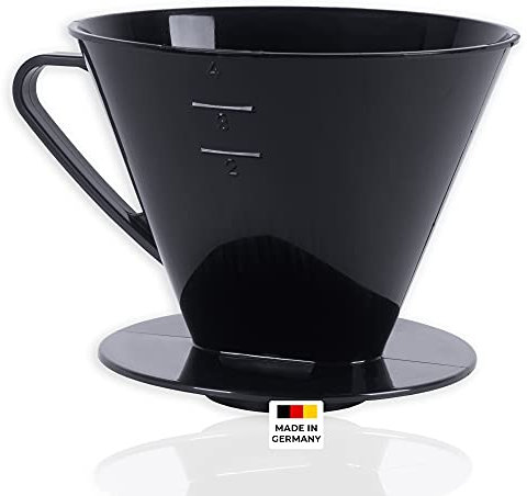 Wüllner Kaiser Kaffeefilter, Kaffeefilterhalter, geeignet für Papierfilter Größe 4, Kaffee brühen per Hand, Kunststoff, Schwarz