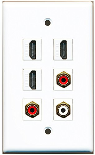 RiteAV – 3 HDMI 2 puerto RCA rojo 1 Puerto RCA blanco placa de pared