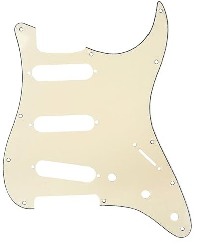 Musiclily 11 Löcher SSS Strat Pickguard Gitarre Schlagbrett für Fender American/Mexican Standard Stratocaster Modern Style E-Gitarre,3 lagig Crème