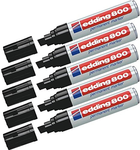 edding Permanentmarker 800, nachfüllbar, 4-12 mm, 5er Packung (Schwarz)